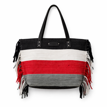Monochrome Contrast Woven Tote Bag