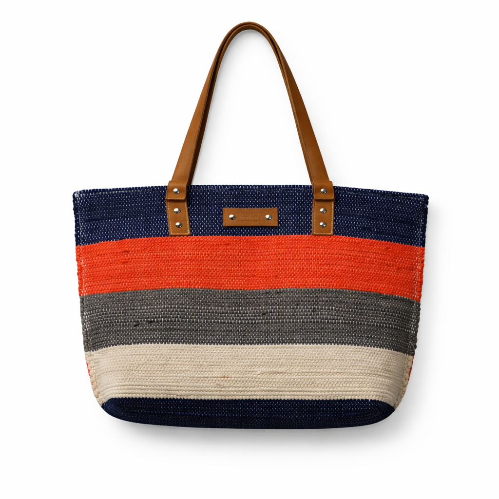 Bold Stripe Woven Tote Bag