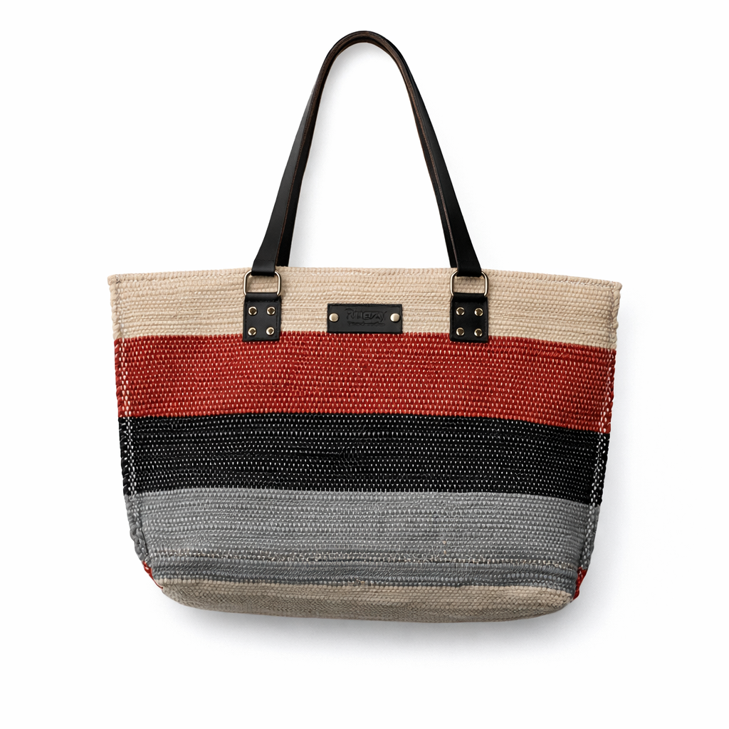 Classic Contrast Striped Tote Bag