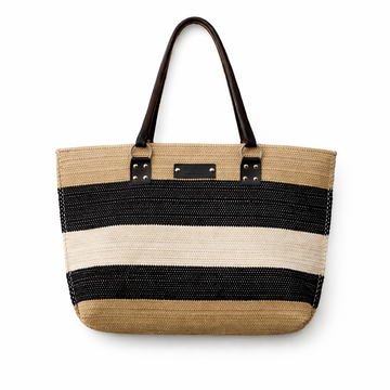 Neutral Stripe Woven Tote Bag