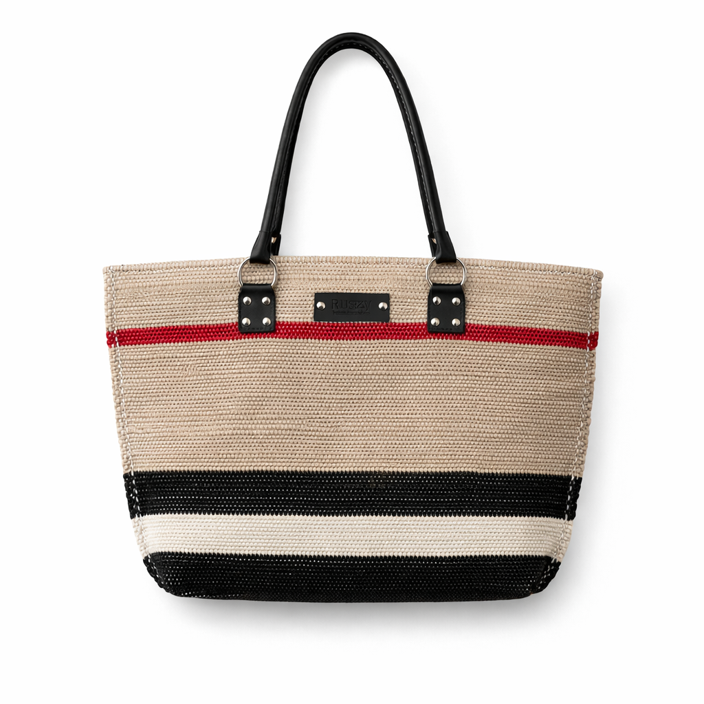 Minimal Stripe Woven Tote Bag
