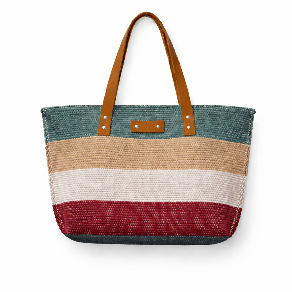 Soft Stripe Multicolor Woven Tote Bag