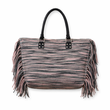 Striped Woven Casual Tote Bag
