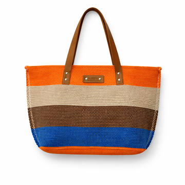 Vibrant Color Block Woven Tote Bag