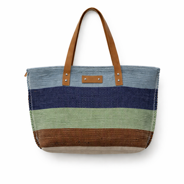 Soft Earth Stripe Woven Tote Bag