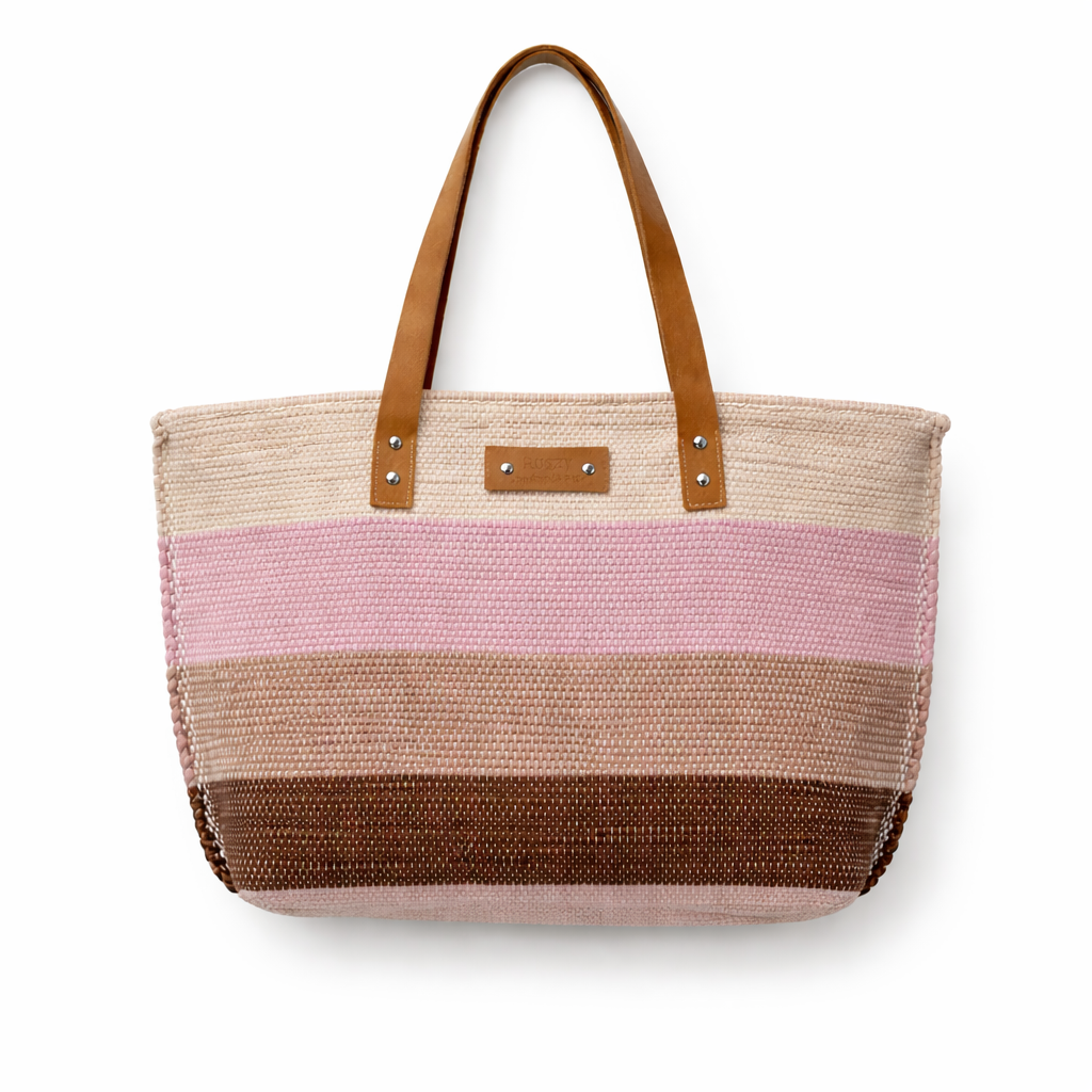 Soft Pastel Stripe Woven Tote Bag