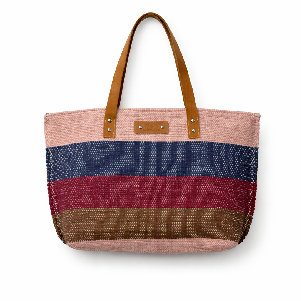 Blush Horizon Woven Tote Bag