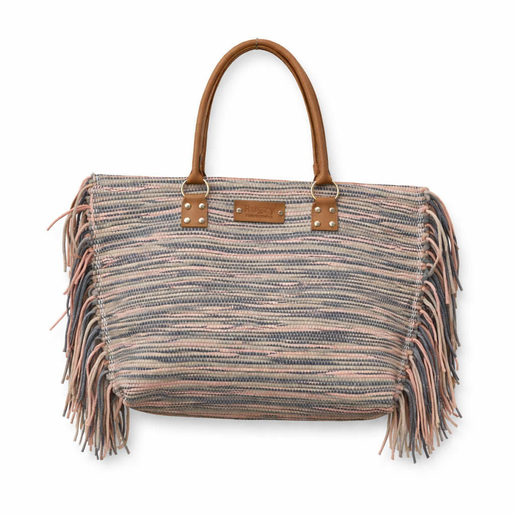 Neutral Woven Casual Tote Bag
