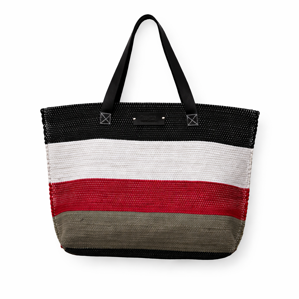 Crimson Edge Woven Tote Bag