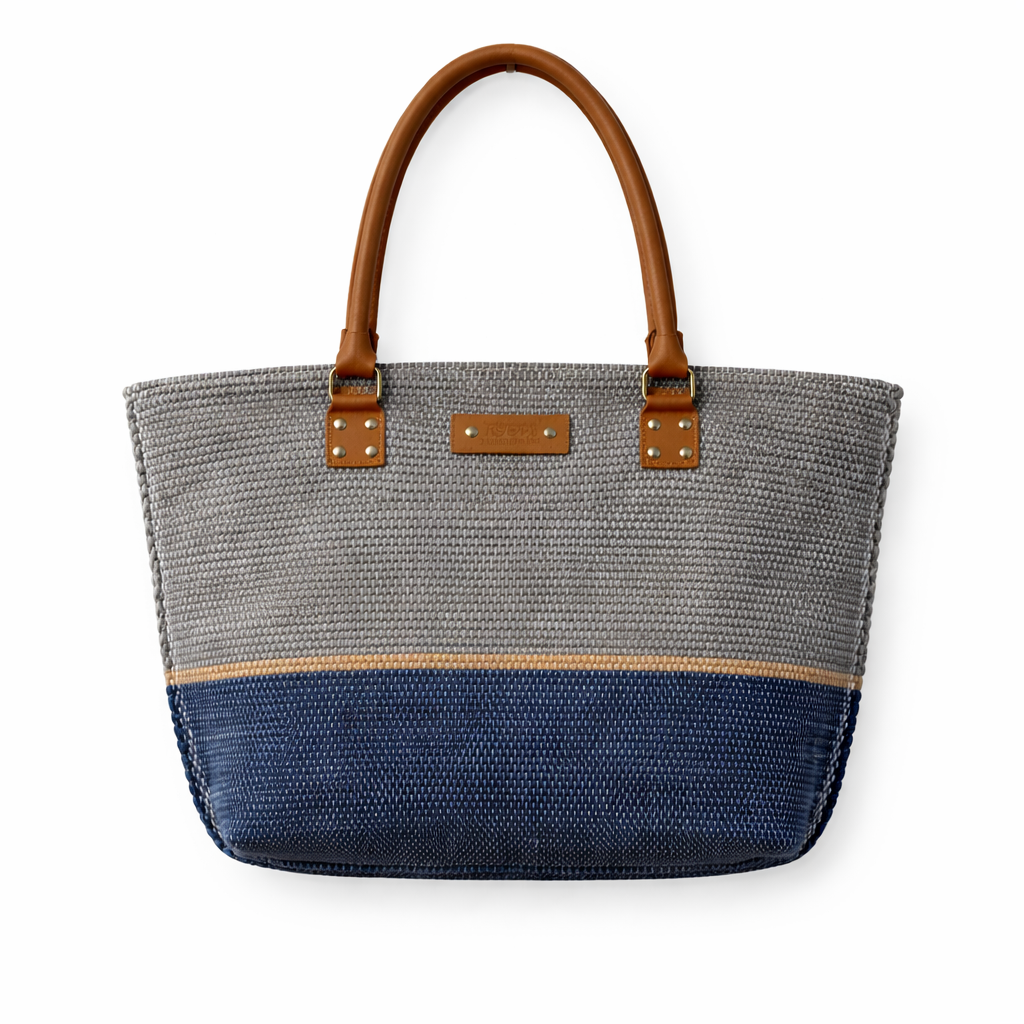 Steel Blue Woven Tote Bag