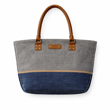 Steel Blue Woven Tote Bag
