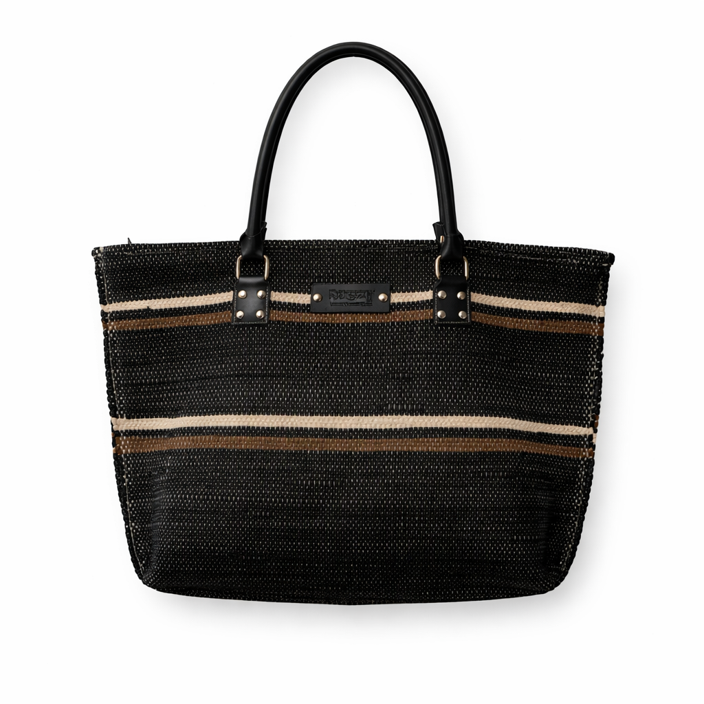 Midnight Stripe Handwoven Tote