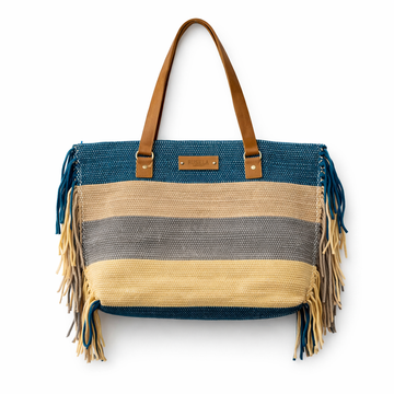 Striped Color Block Casual Tote Bag