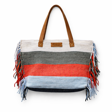 Striped Contrast Casual Tote Bag