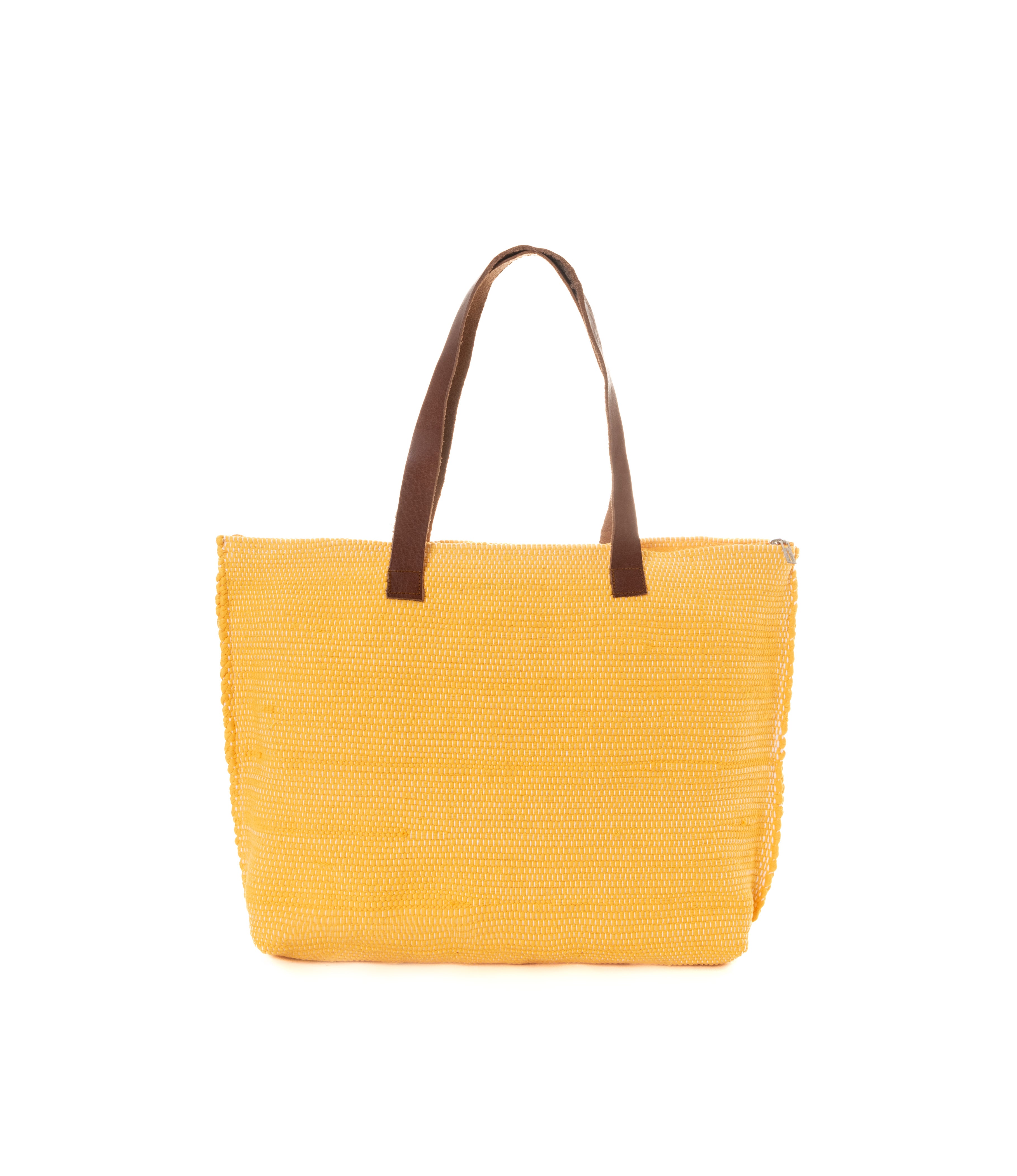 Mustard Yellow Beach Girls Pom-Pom Tote