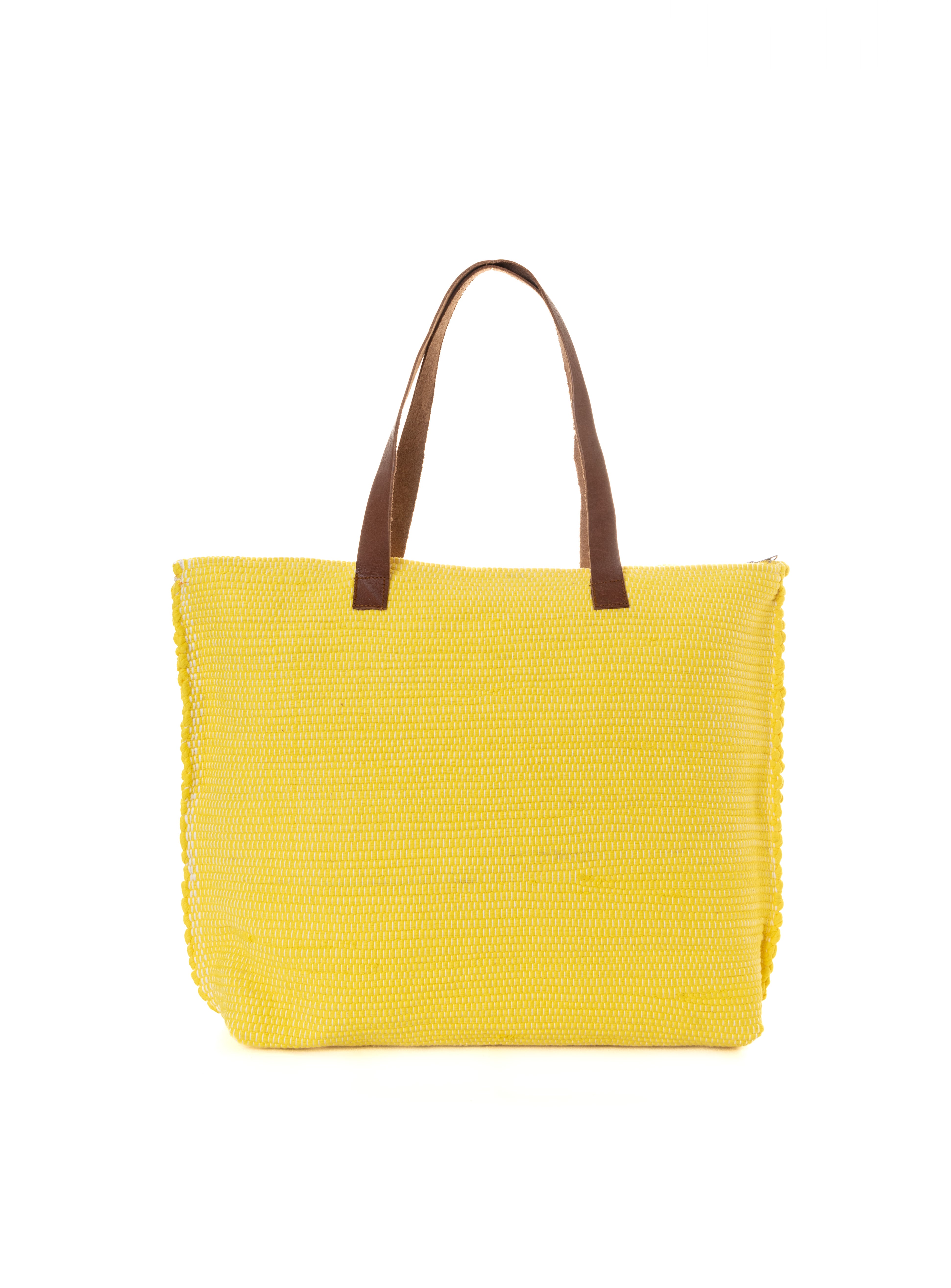 Sunshine Yellow Beach Girls Pom-Pom Tote