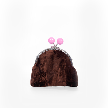 Chocolate Velvet Kiss-Lock Coin Purse