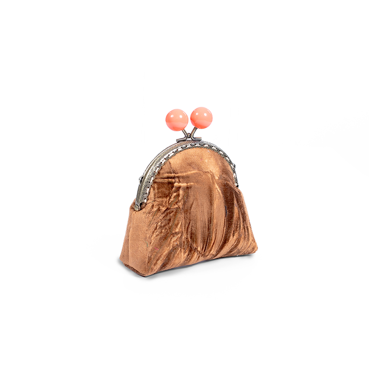 Golden Glow Velvet Kiss-Lock Coin Purse