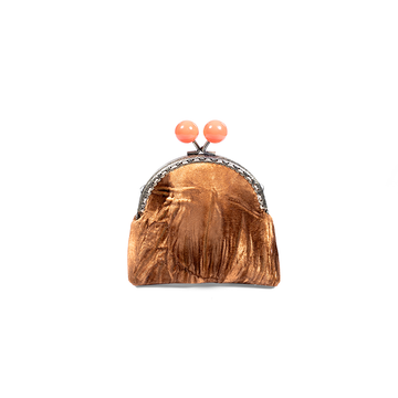 Golden Glow Velvet Kiss-Lock Coin Purse