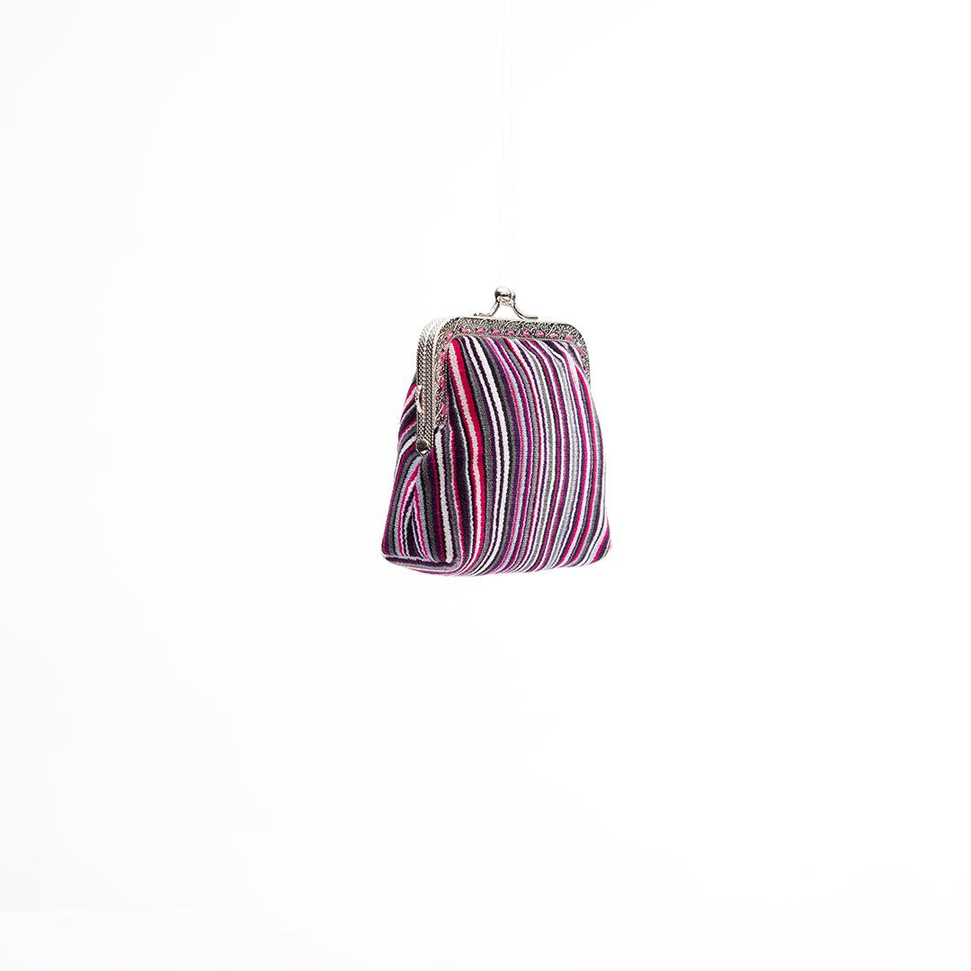 Berry Stripe Kiss-Lock Coin Purse