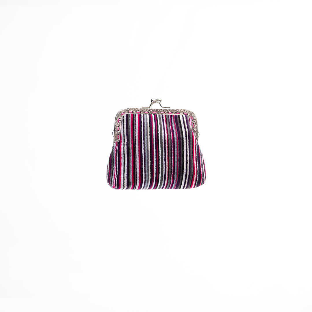 Berry Stripe Kiss-Lock Coin Purse