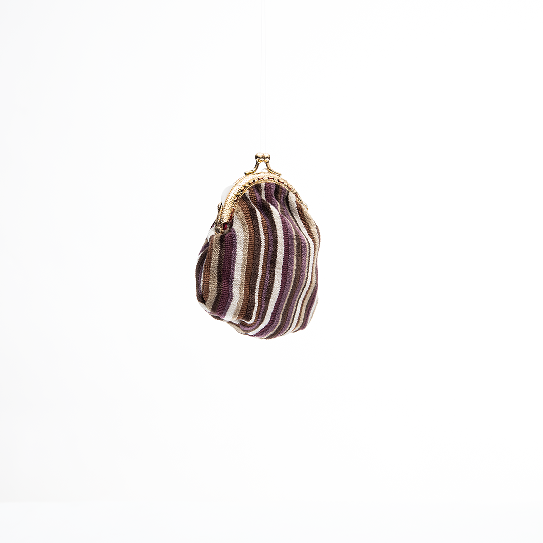 Mocha Plum Stripe Kiss-Lock Coin Purse