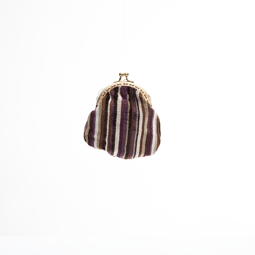 Mocha Plum Stripe Kiss-Lock Coin Purse