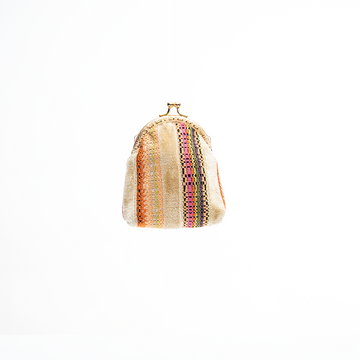 Ivory Mosaic Stripe Kiss-Lock Coin Purse