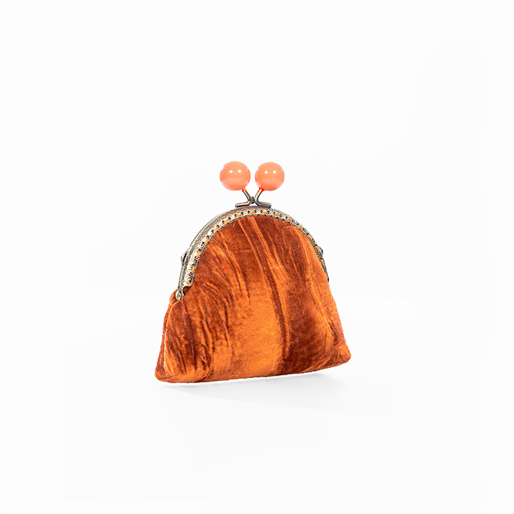 Amber Velvet Kiss-Lock Coin Purse