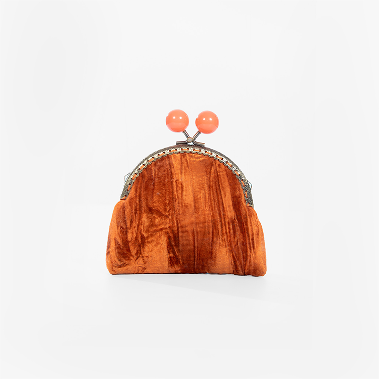 Amber Velvet Kiss-Lock Coin Purse