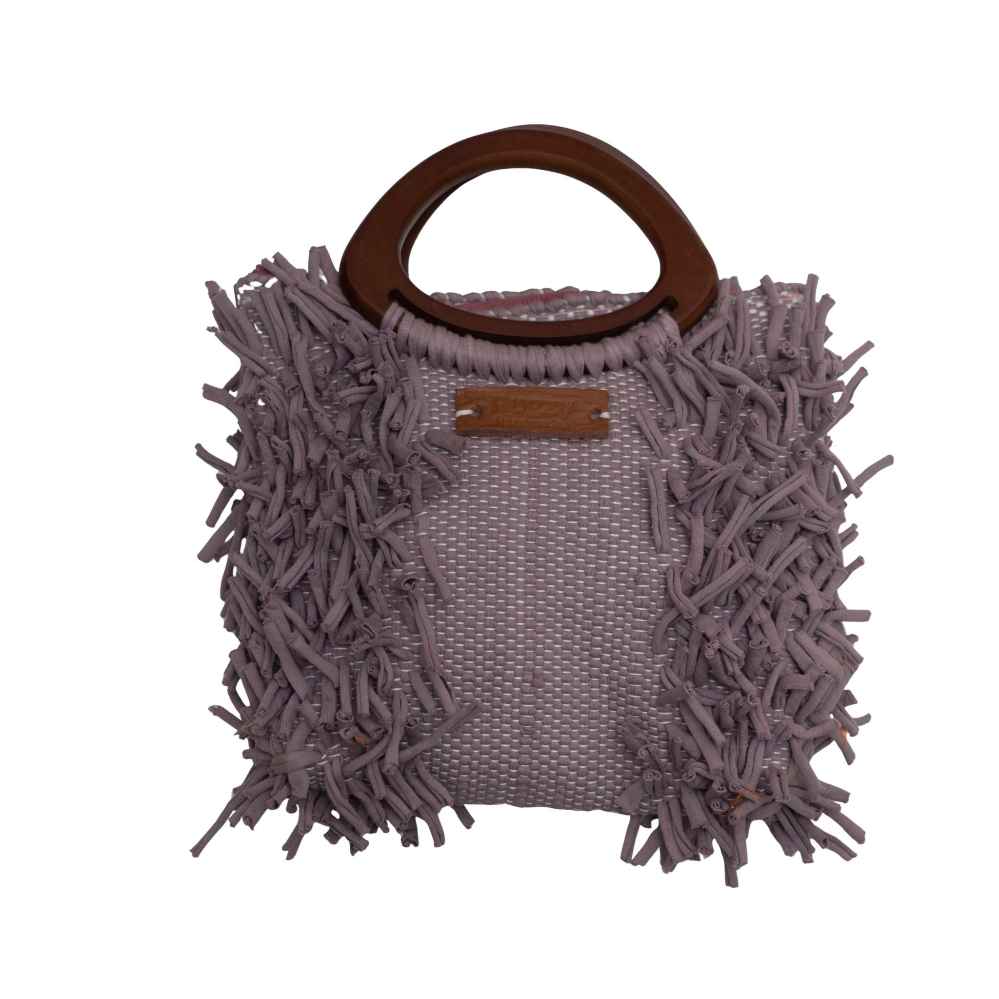 Mauve Gray Fringe Tote Bag