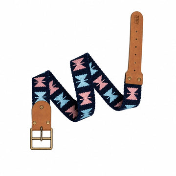Rugzy Handmade Woven Belt – Navy, Pink & Sky Blue