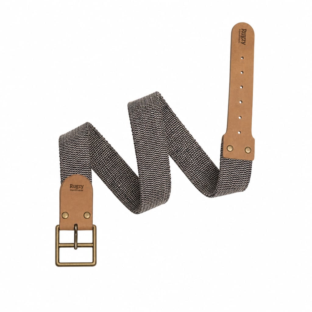 Rugzy Handmade Woven Belt – Black & Ivory