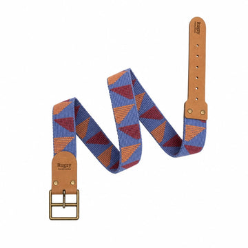 Rugzy Handmade Woven Belt – Blue, Rust & Orange