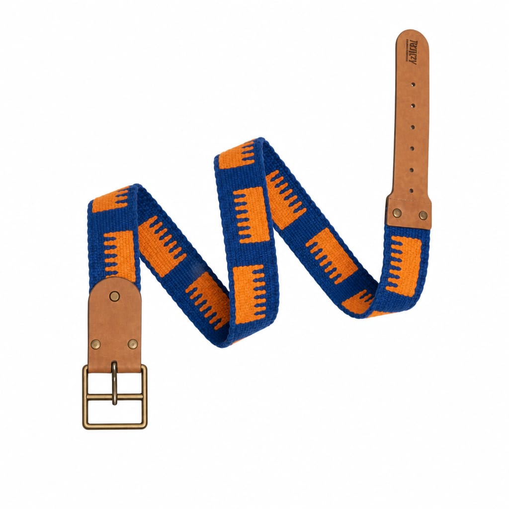 Rugzy Handmade Woven Belt – Blue & Orange
