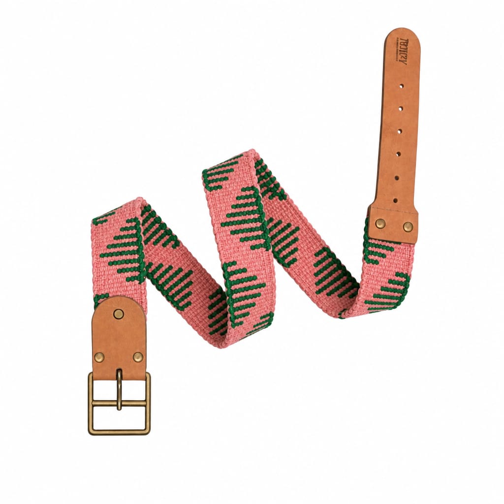 Rugzy Handmade Belt – Pink & Green Egyptian Motif
