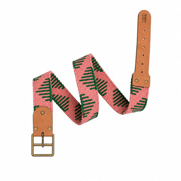 Rugzy Handmade Belt – Pink & Green Egyptian Motif