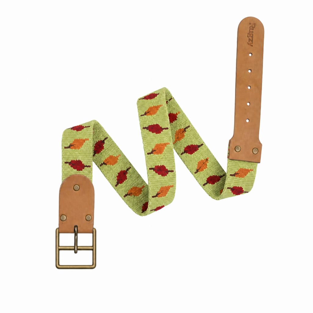 Rugzy Handwoven Kilim Belt – Green & Rust