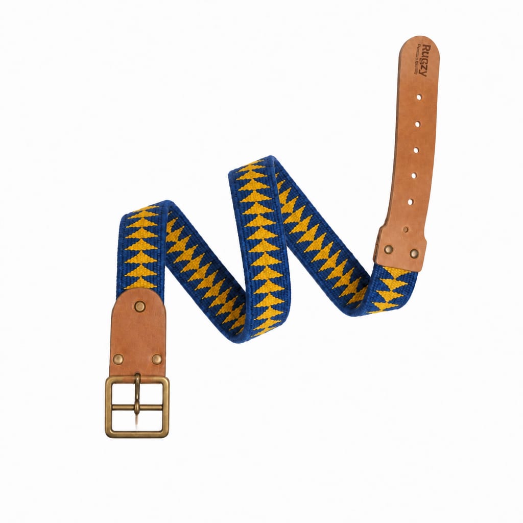 Rugzy Handwoven Belt | Blue & Mustard