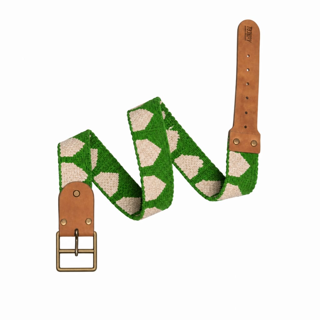 Rugzy Handmade Belt – Green & Natural