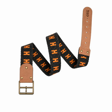 Rugzy Handmade Woven Belt – Black & Orange