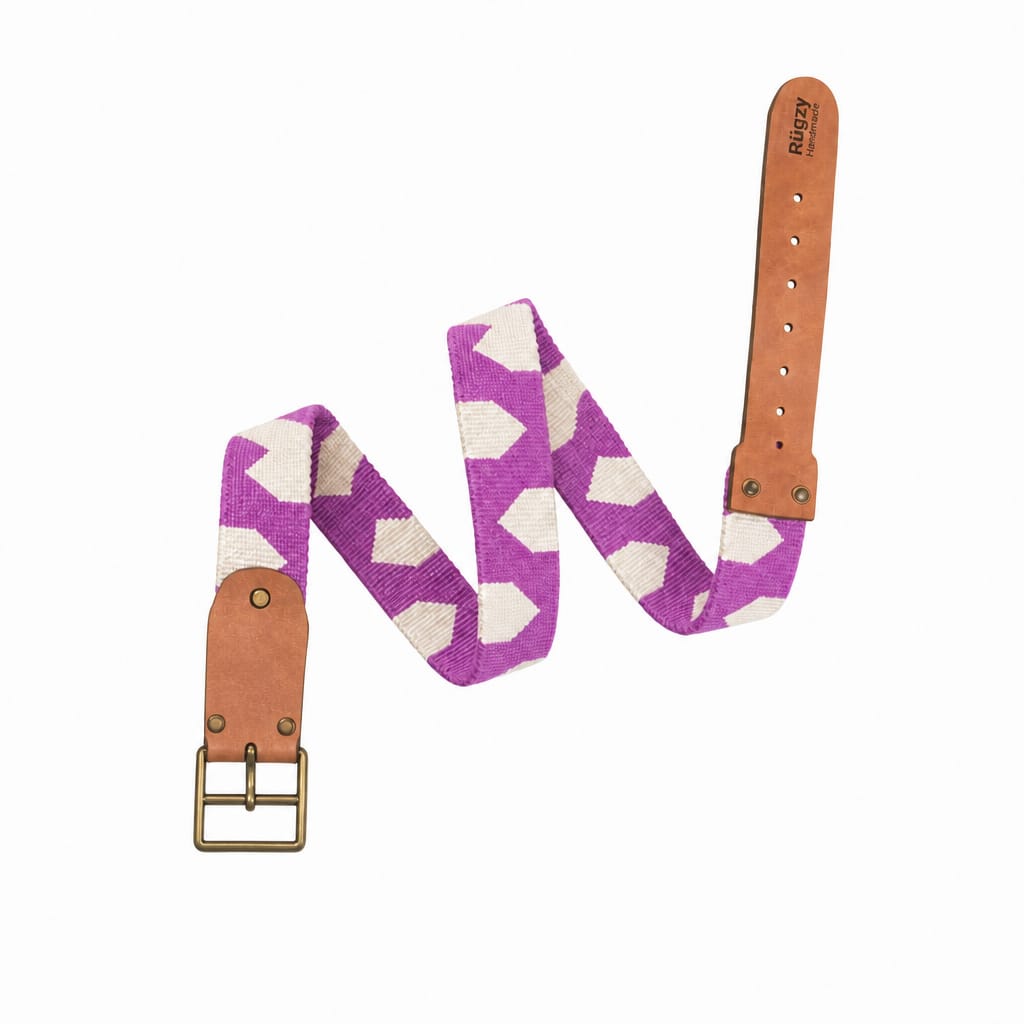 Rugzy Handmade Kilim Belt – Purple Geometric