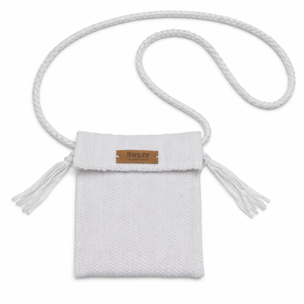 Hand-Loomed Crossbody Bag — Pure White