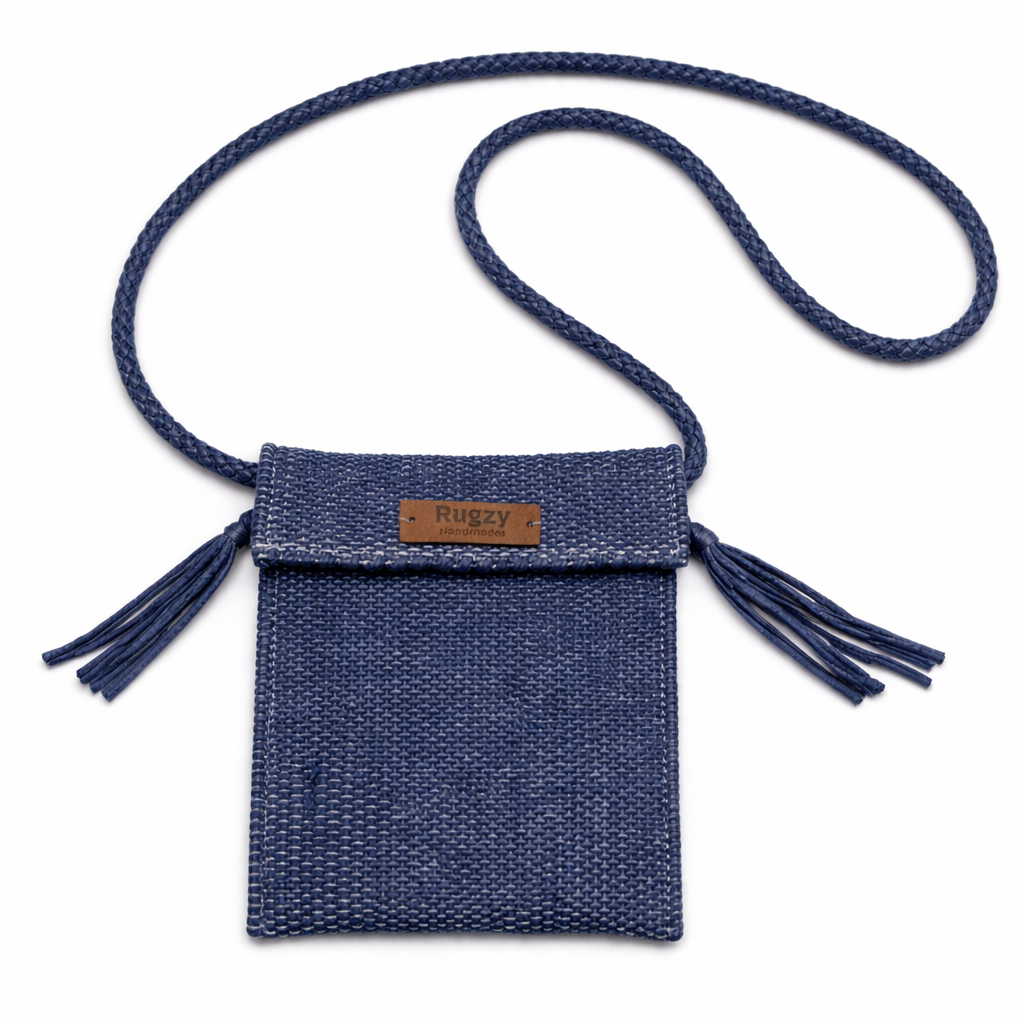 Hand-Loomed Crossbody Bag — Navy Blue