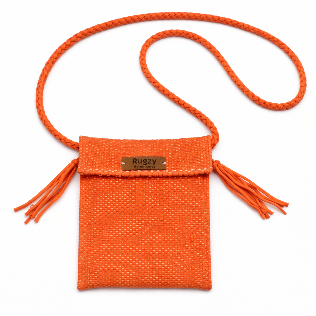 Hand-Loomed Crossbody Bag — Tangerine