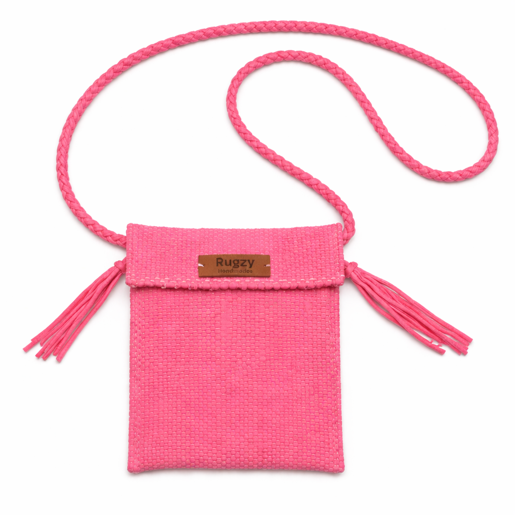 Hand-Loomed Crossbody Bag — Fuchsia