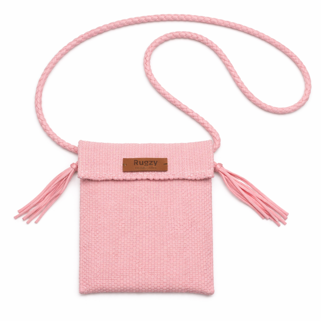 Hand-Loomed Crossbody Bag — Baby Pink