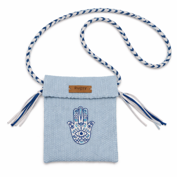 Hand-Loomed Crossbody Bag — Hamsa | Sky Blue