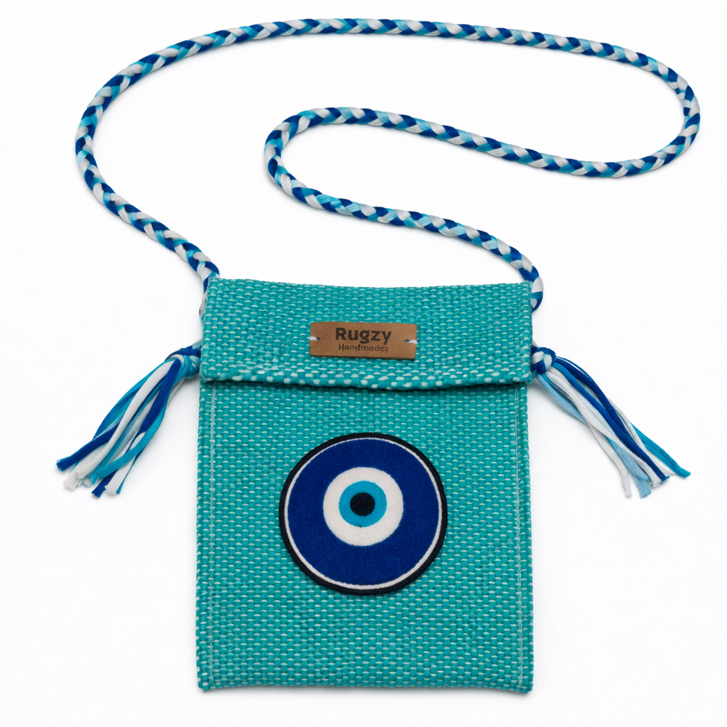 Hand-Loomed Crossbody Bag — Evil Eye | Turquoise