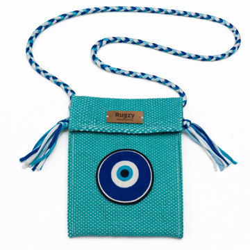 Hand-Loomed Crossbody Bag — Evil Eye | Turquoise